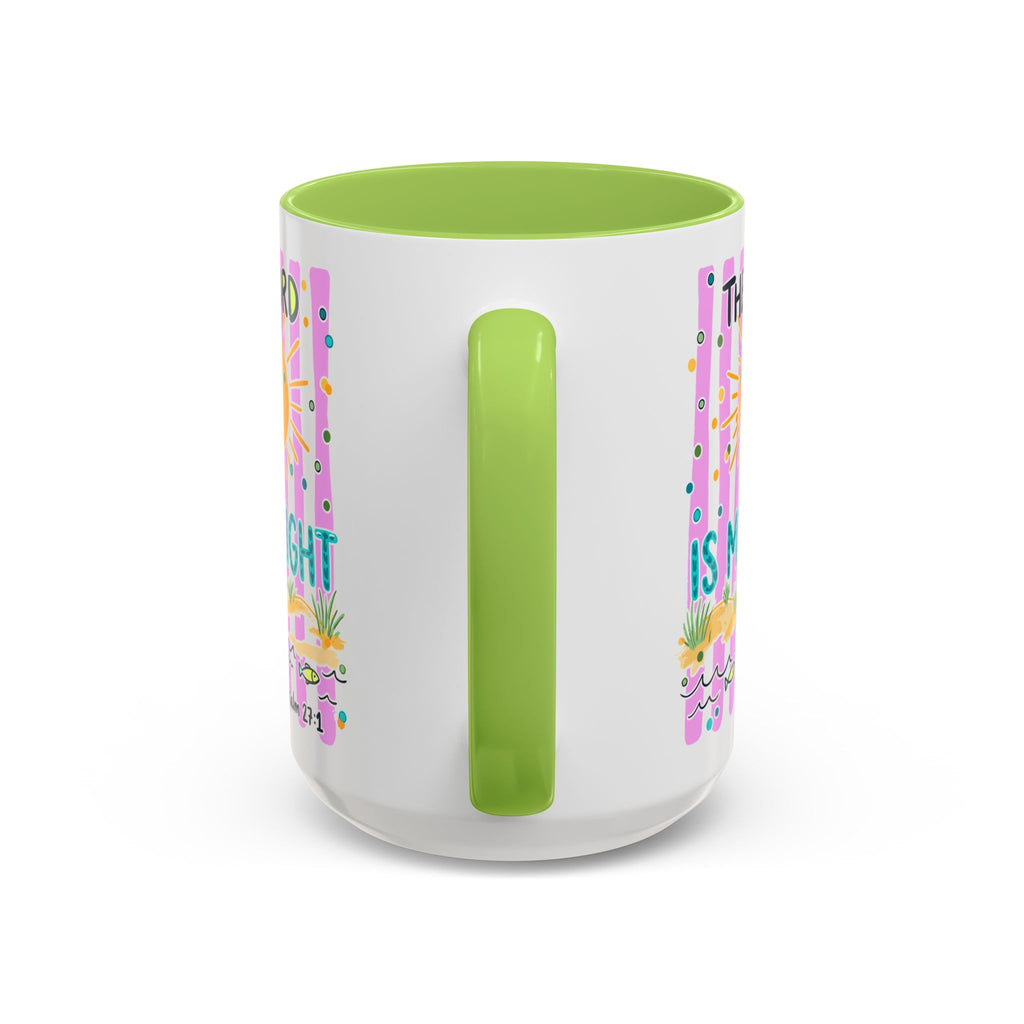 Christian Coffee Mug - "The Lord Is My Light" Lighthouse Psalm 27:1 Accent Mug