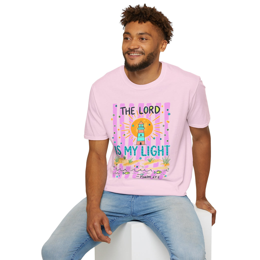 The Lord Is My Light Lighthouse Christian T-Shirt — Psalm 27:1  Inspirational Tee