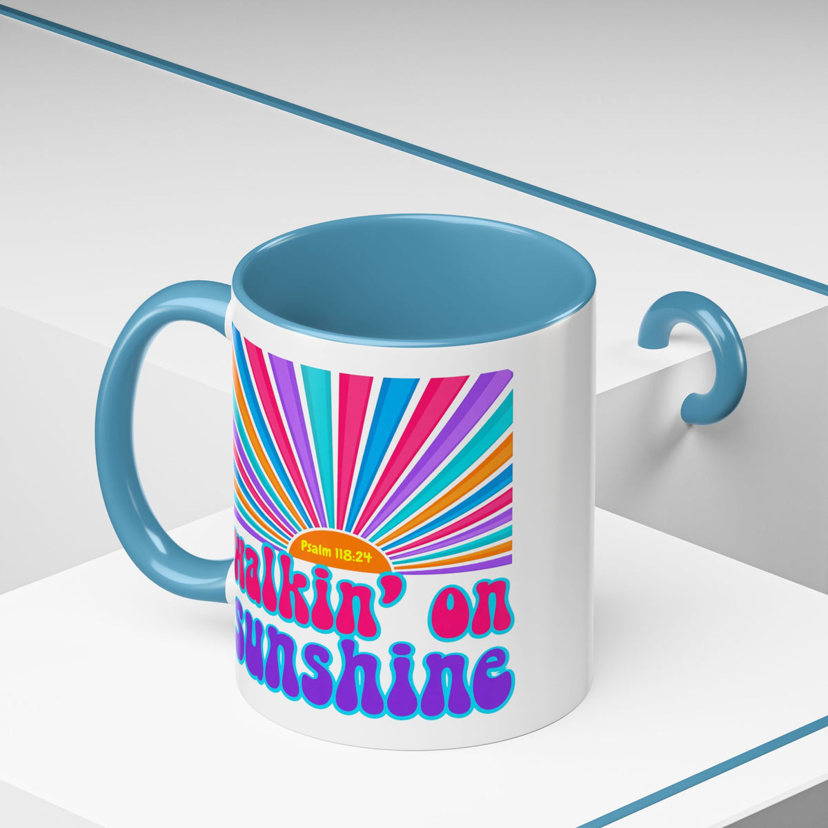 Coffee Mug — "Walkin' on Sunshine" Retro Psalm 118:24 Accent Mug