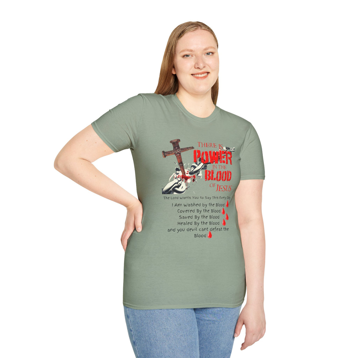 Jesus Blood Cross T-Shirt — "There Is Power In The Blood of Jesus" Christian Tee