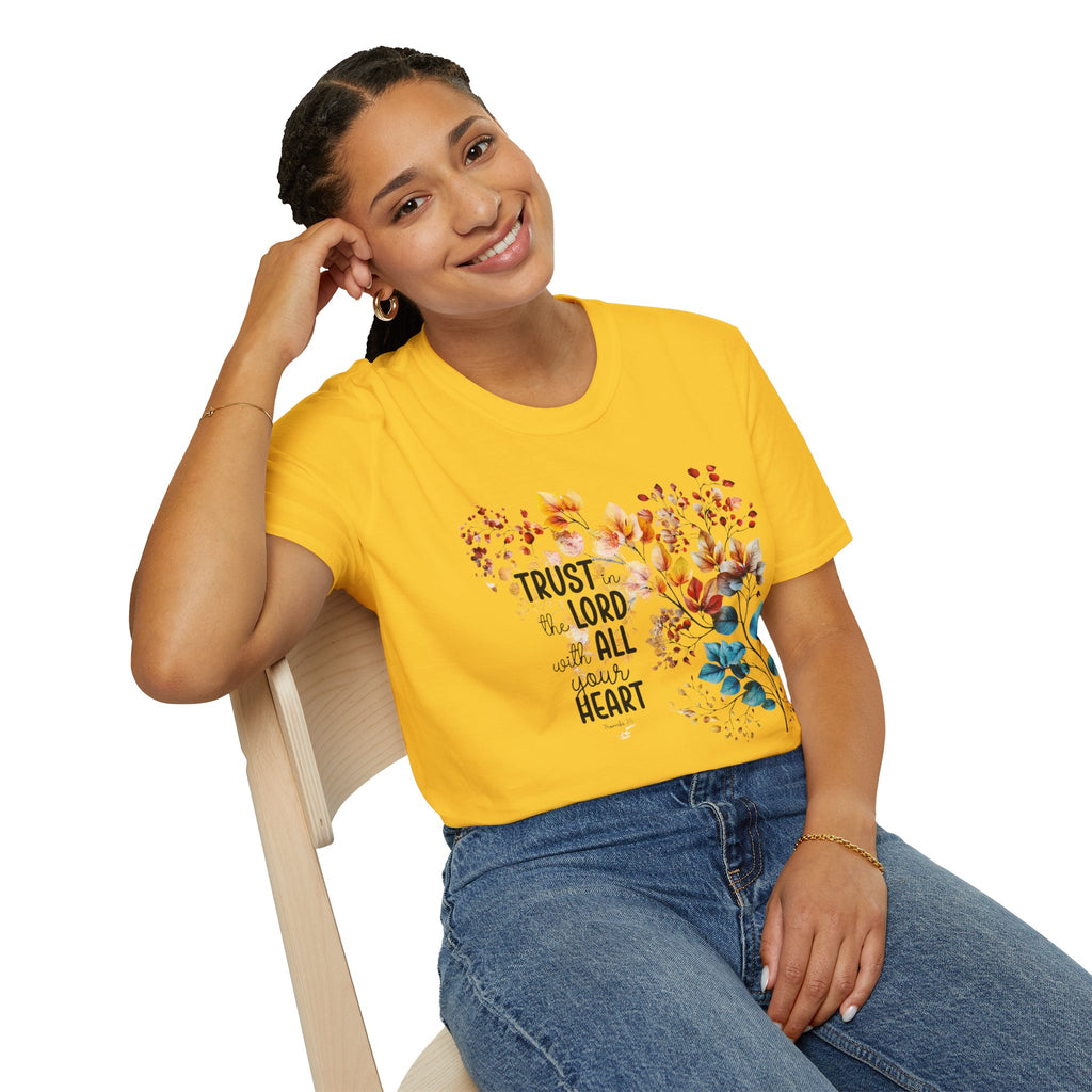 Trust the Lord with All Your Heart T-Shirt | Floral Scripture Design