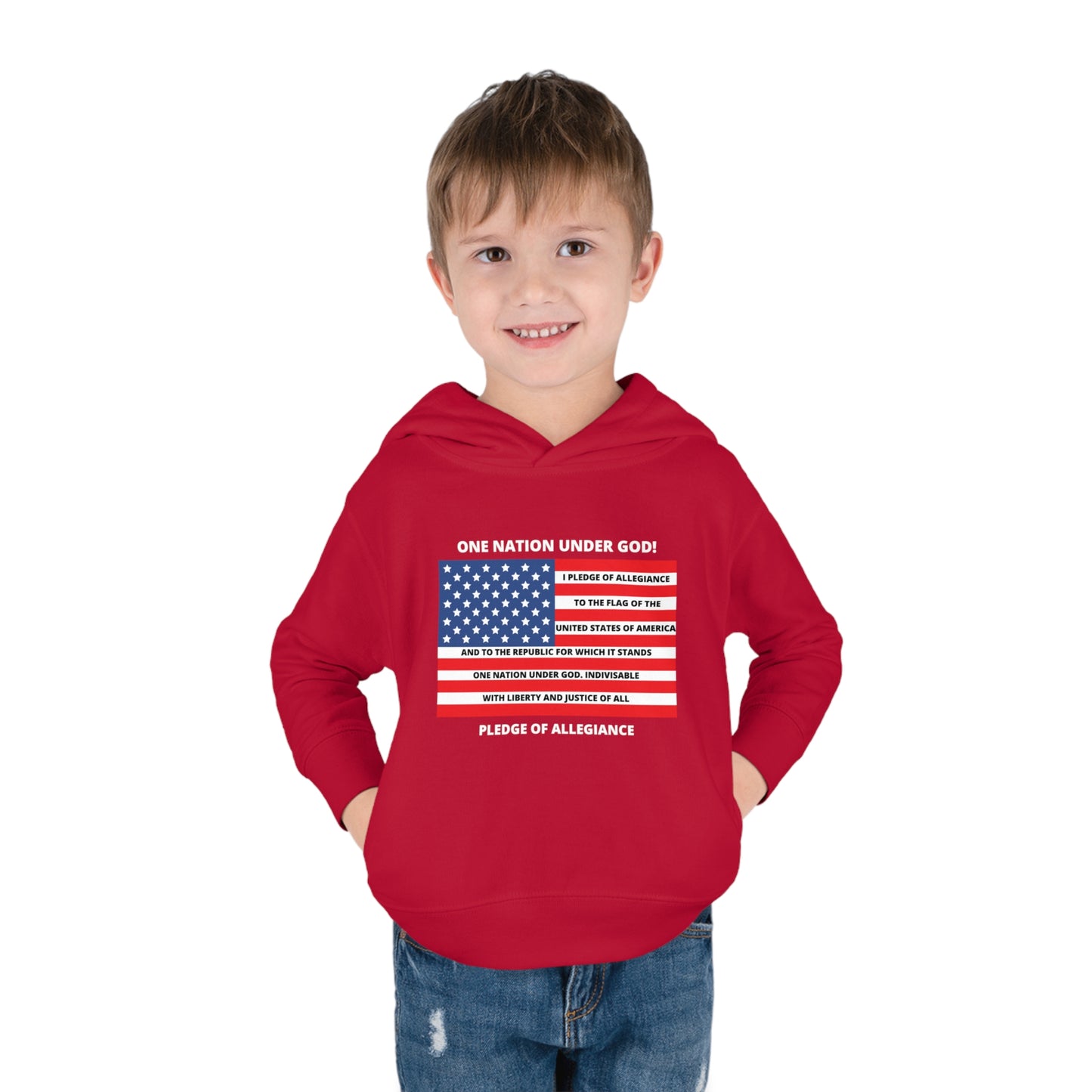 One Nation Under GOD Pledge of Allegiance Toddler Pullover Fleece Hoodie