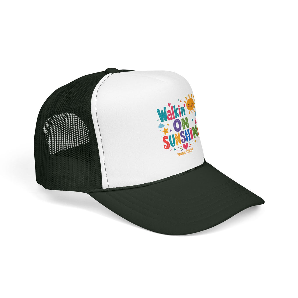 Walkin' on Sunshine Foam Trucker Hat — Retro Colorful Sunshine Design Psalm 118:24