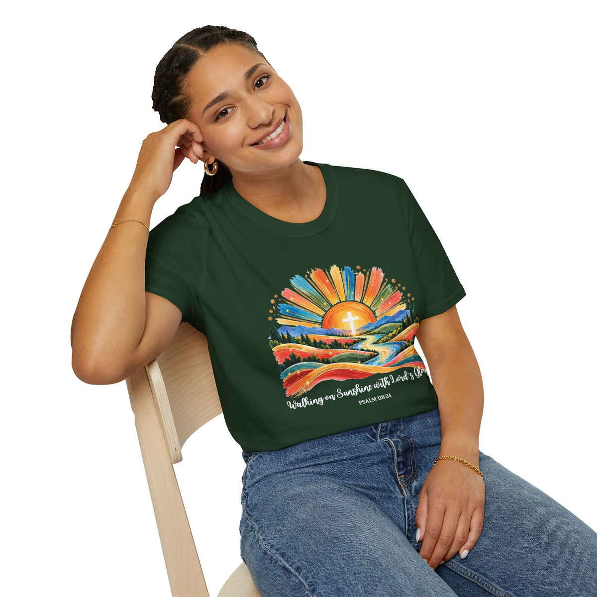 Walking On Sunshine with Lords Glory - with Lori Faith and Hope Christian Sunrise T-Shirt