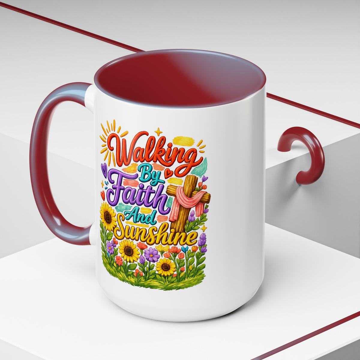 Walking by Faith and Sunshine Inspirational Coffee Mug