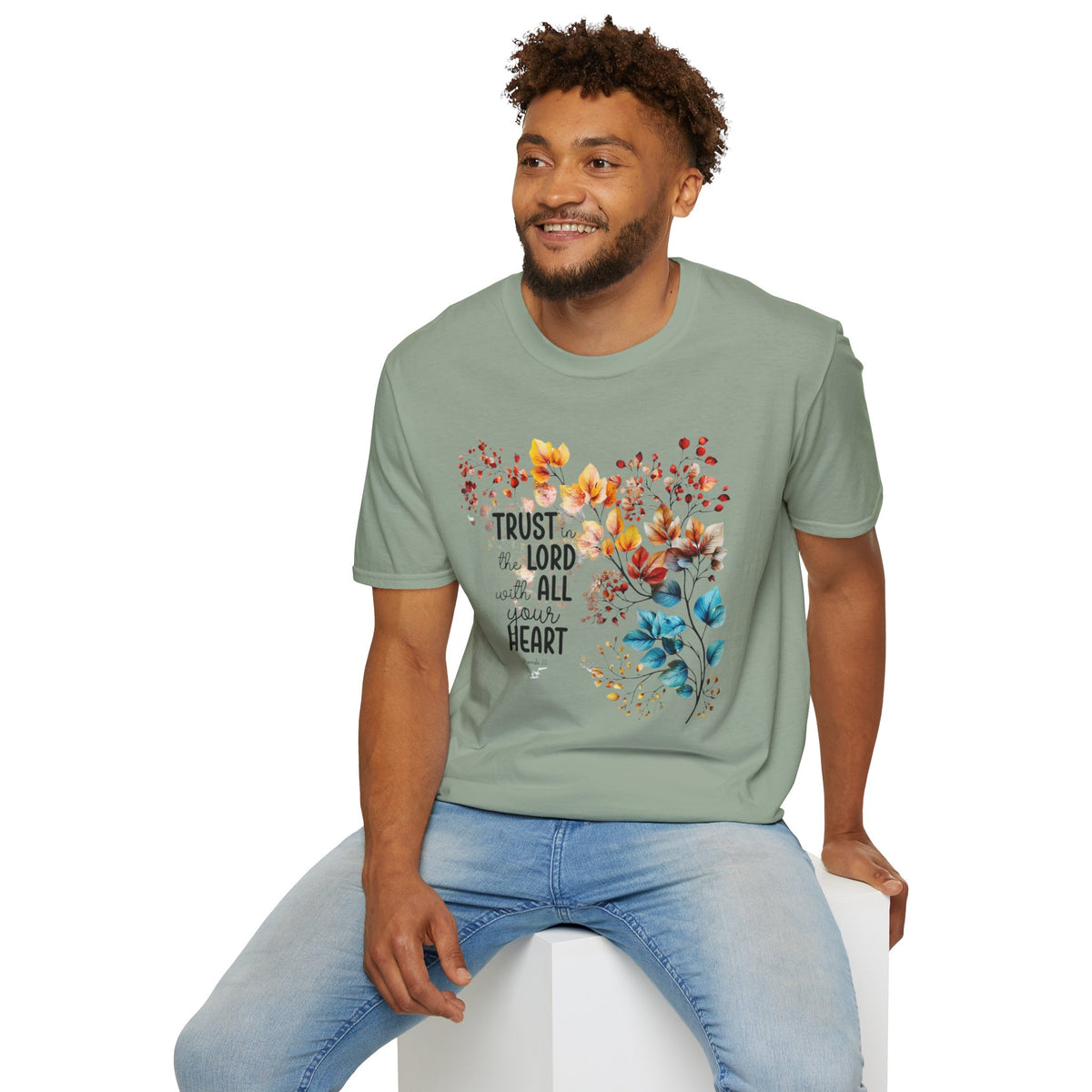 Trust the Lord with All Your Heart T-Shirt | Floral Scripture Design