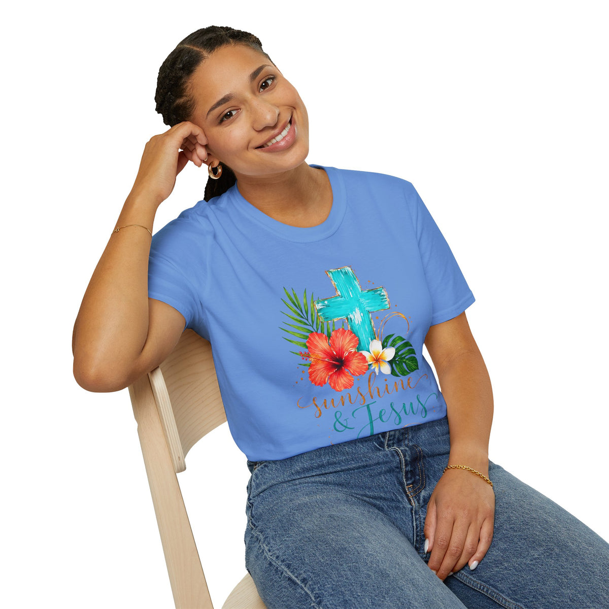 Sunshine & Jesus T-Shirt — Tropical Cross Christian Tee