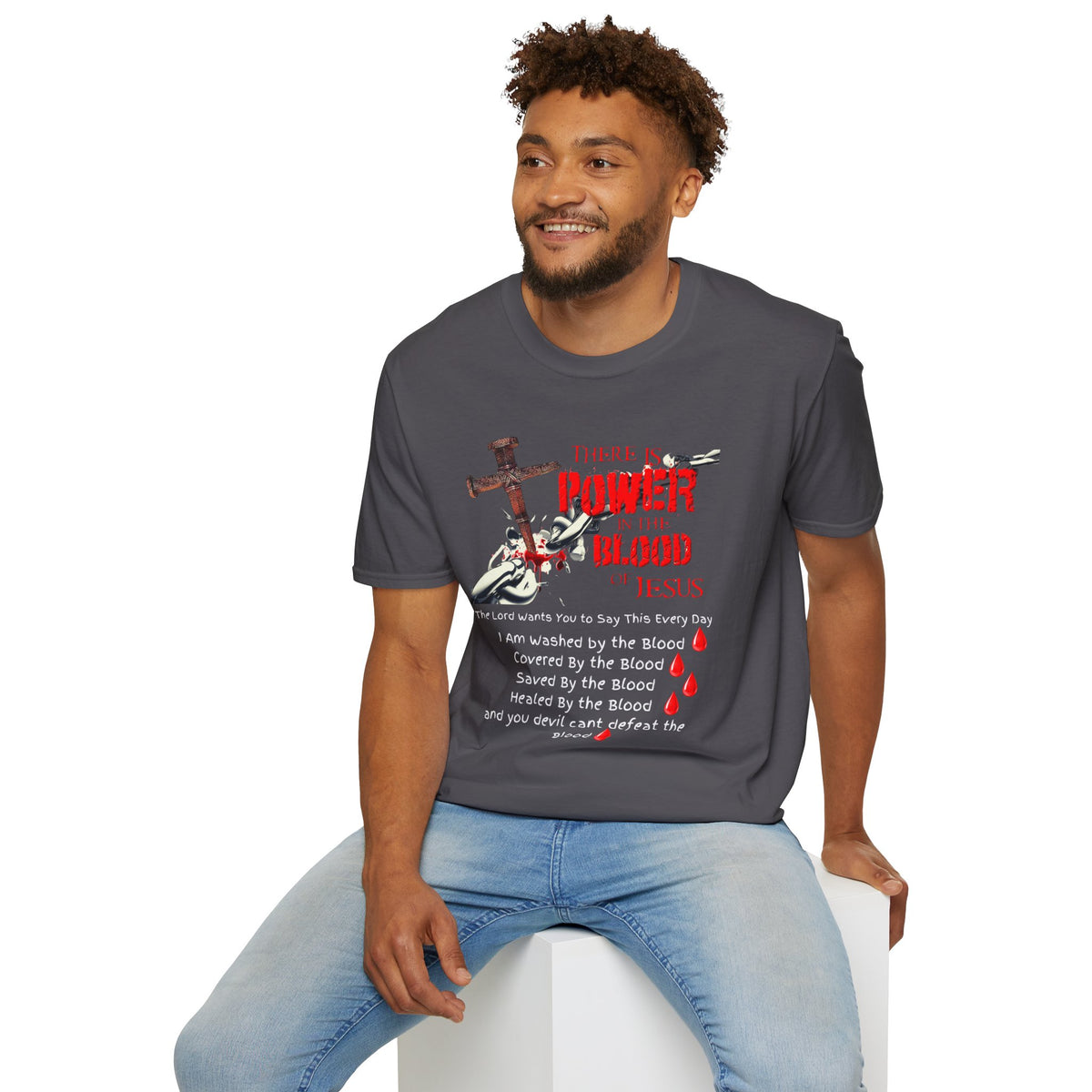 There's Power in the Blood of Jesus T-Shirt — Christian Cross Faith Shirt (Washed by the Blood)