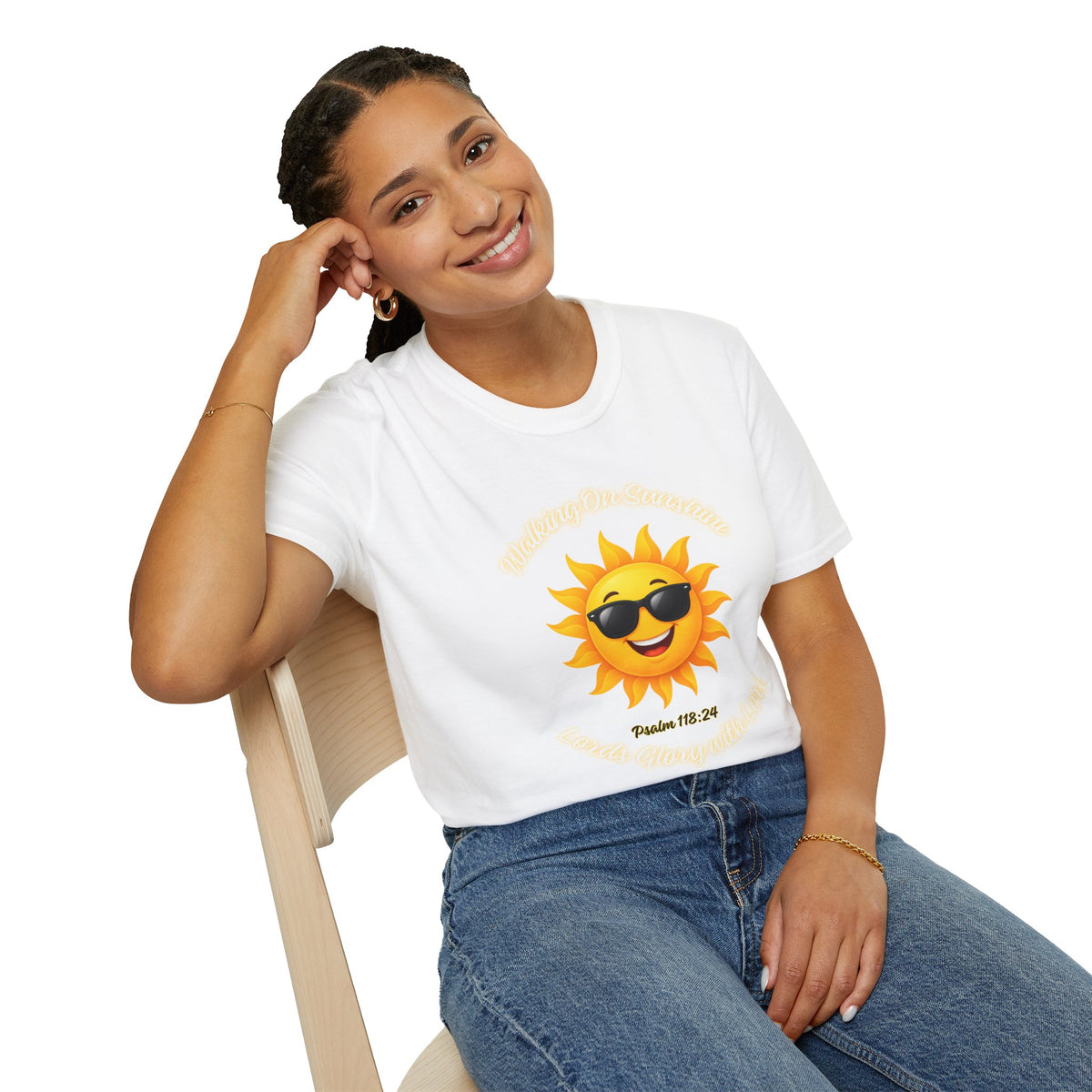 Sunshine Smiles T-Shirt — Sunglasses Sun with Psalm 118:24 Inspirational Tee