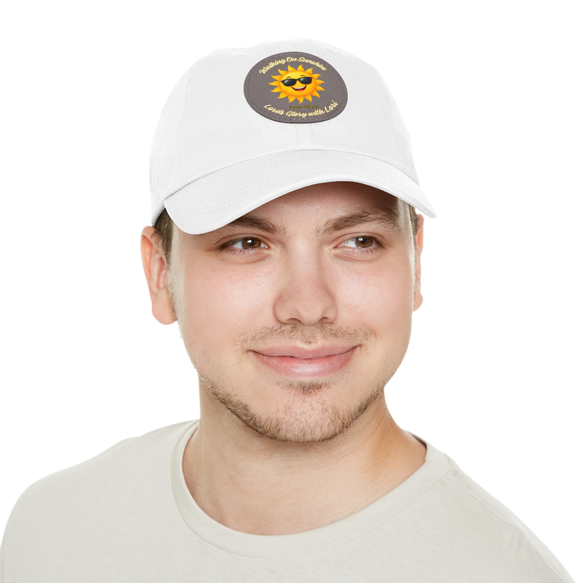 Sunshine Smiles Dad Hat — Round Leather Patch ‘Always Brighter’