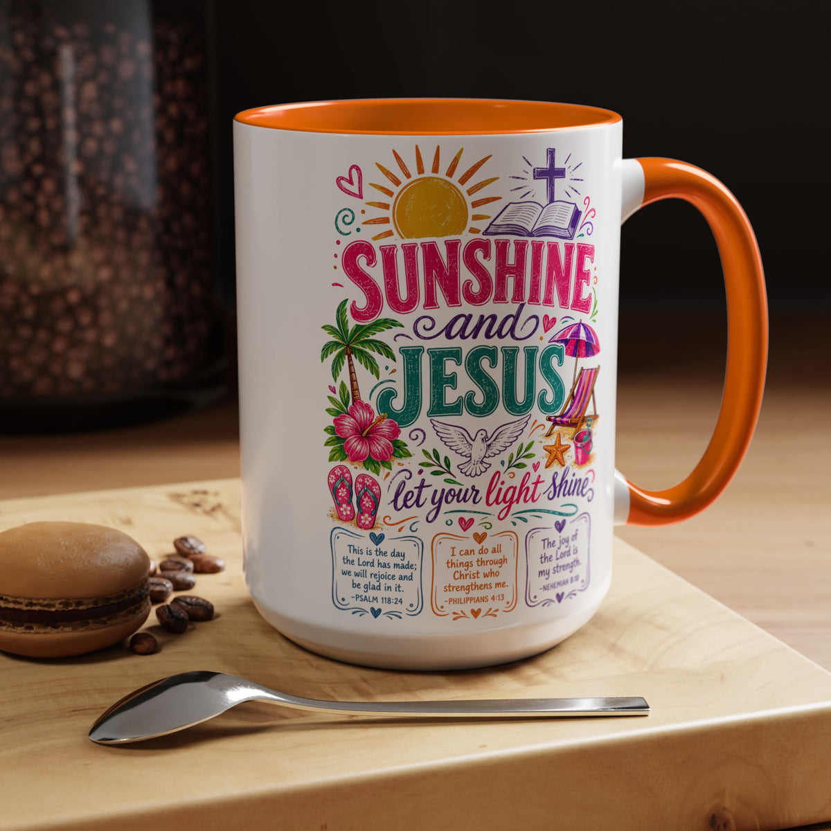 Sunshine and Jesus Coffee Mug — Faith-Inspired Beach Vibe Accent Mug (11/15oz)