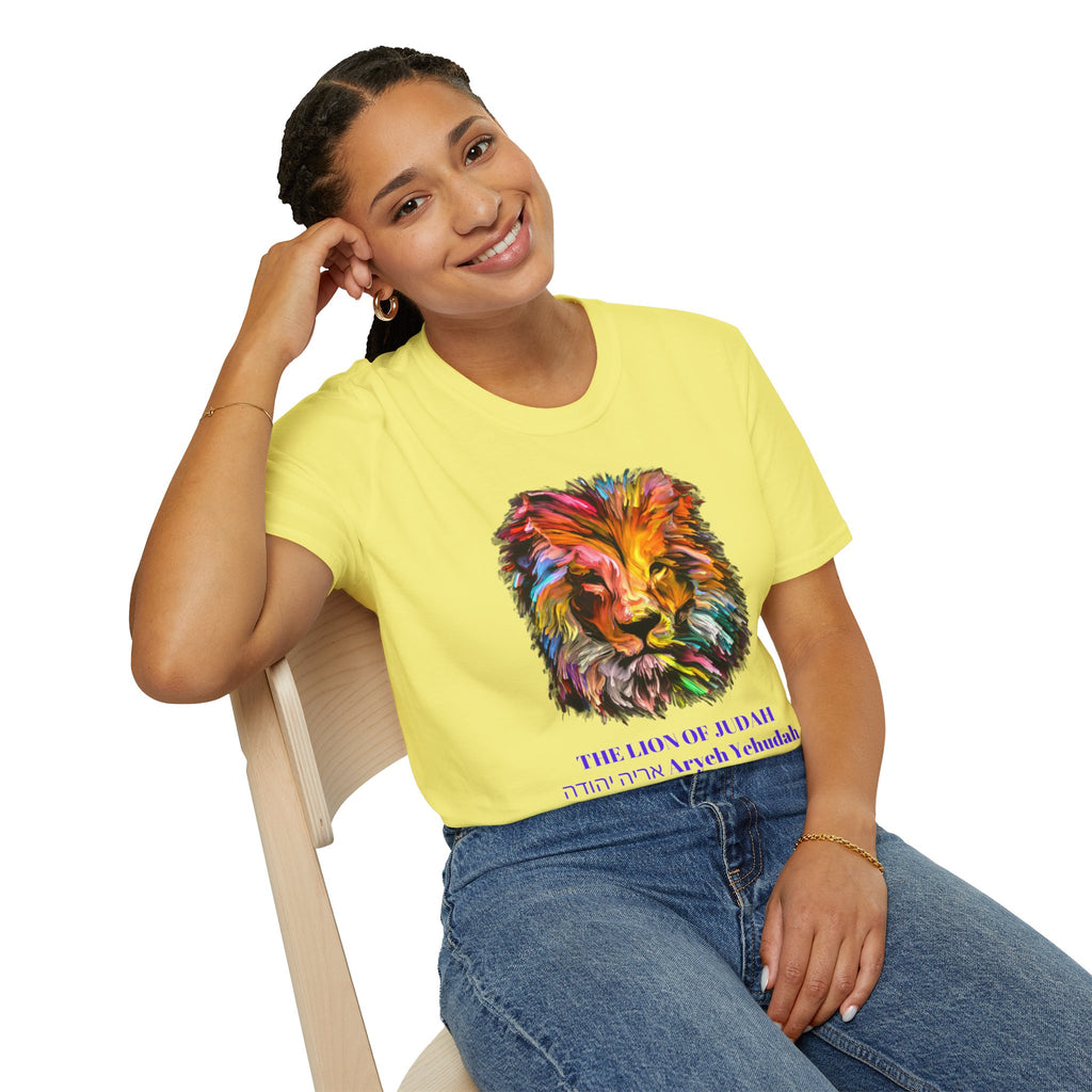 Lion of Judah Colorful Lion T-Shirt — "The Lion of Judah / Aryeh Yehudah" Graphic Tee