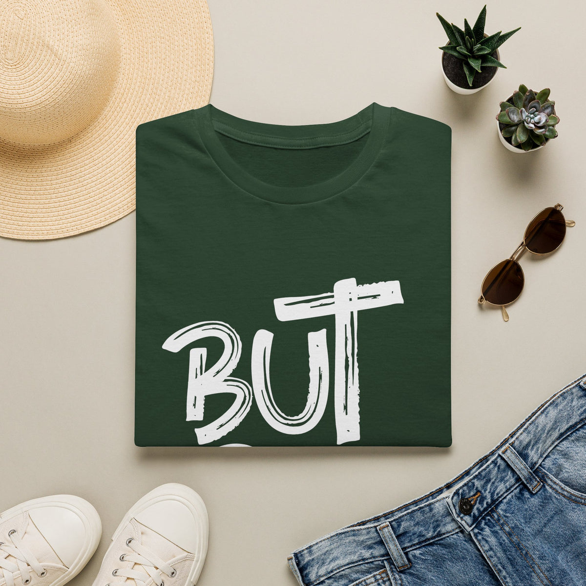But GOD - Mens and Womans  Softstyle T-Shirt