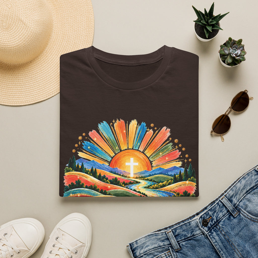 Walking On Sunshine with Lords Glory - with Lori Faith and Hope Christian Sunrise T-Shirt