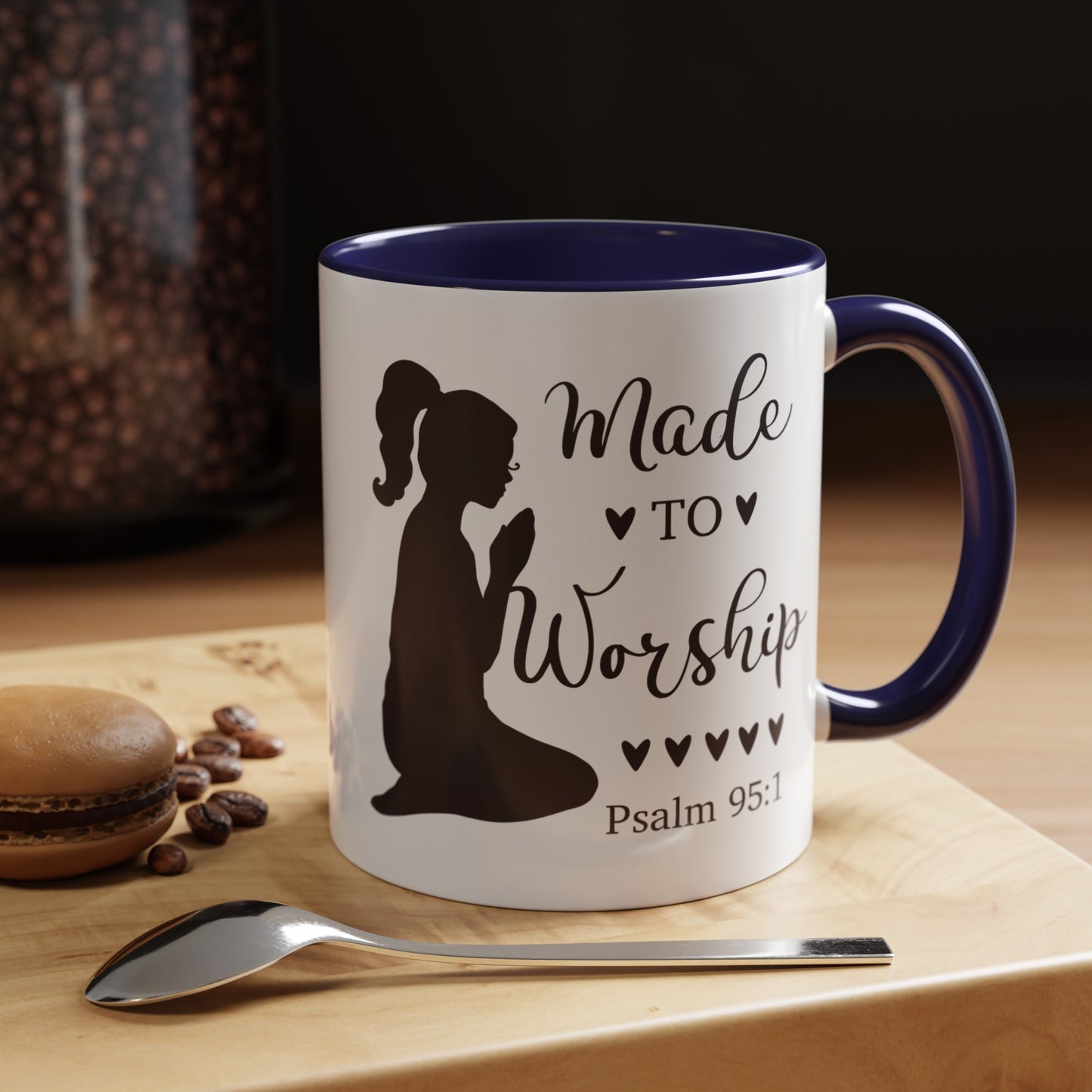 MADE TO WORSHIP - Psalm 95:1 5 Colors Accent Coffee Mug, 11oz