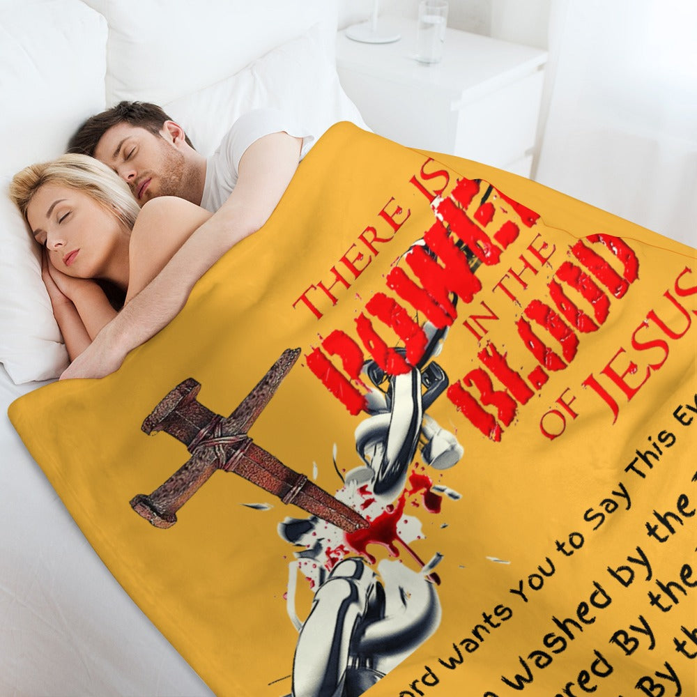 There's Power in the Blood of Jesus Custom super soft blanket Made in USA