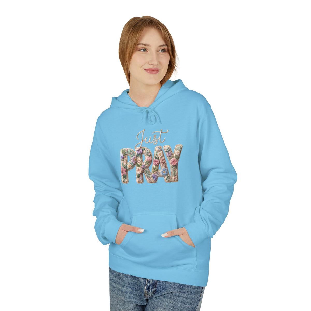 Just Pray floral letters Hoodie | Faith Christian sweatshirt design