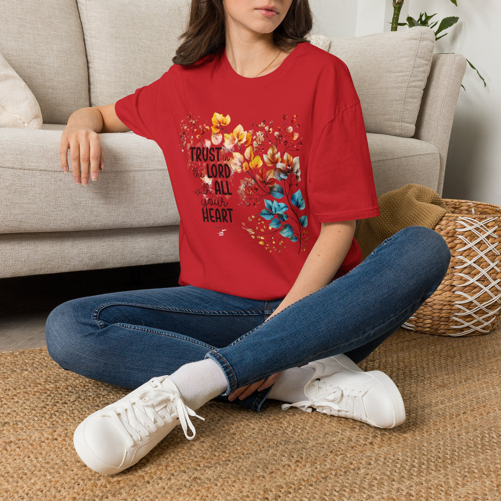 Trust the Lord with All Your Heart T-Shirt | Floral Scripture Design