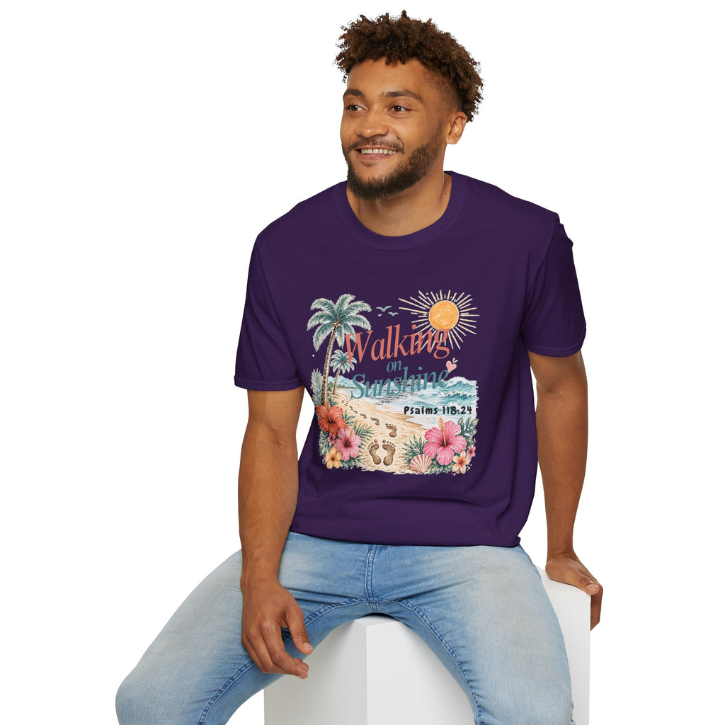 Walking on Sunshine T-Shirt — Tropical Floral Psalms 118:24 Tee