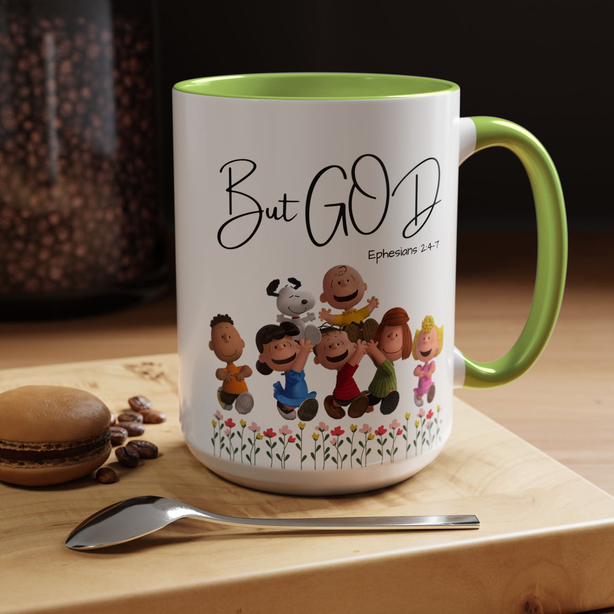 But God Scripture Coffee Mug — Genesis 50:20 Inspirational Heart Accent Mug (11/15oz)