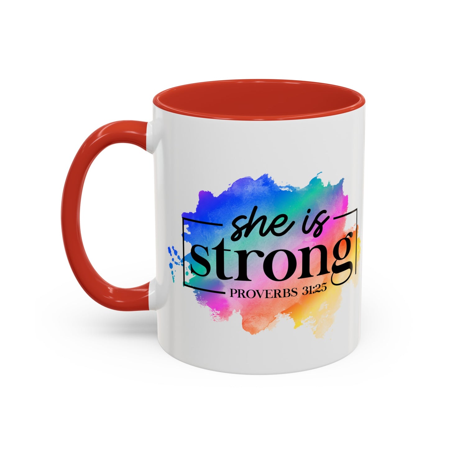 SHE IS STRONG - 5 Colors Accent Coffee Mug, 11oz