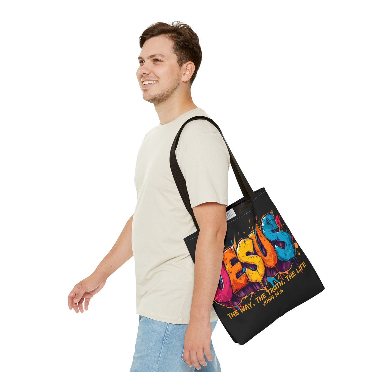 Jesus Graffiti Tote Bag | The Way The Truth The Life John 14:6