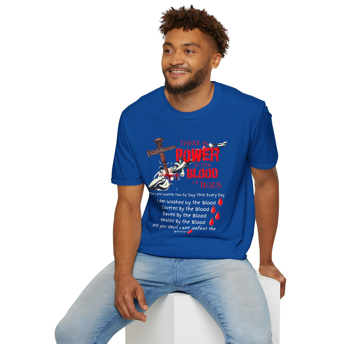 There's Power in the Blood of Jesus T-Shirt — Christian Cross Faith Shirt (Washed by the Blood)