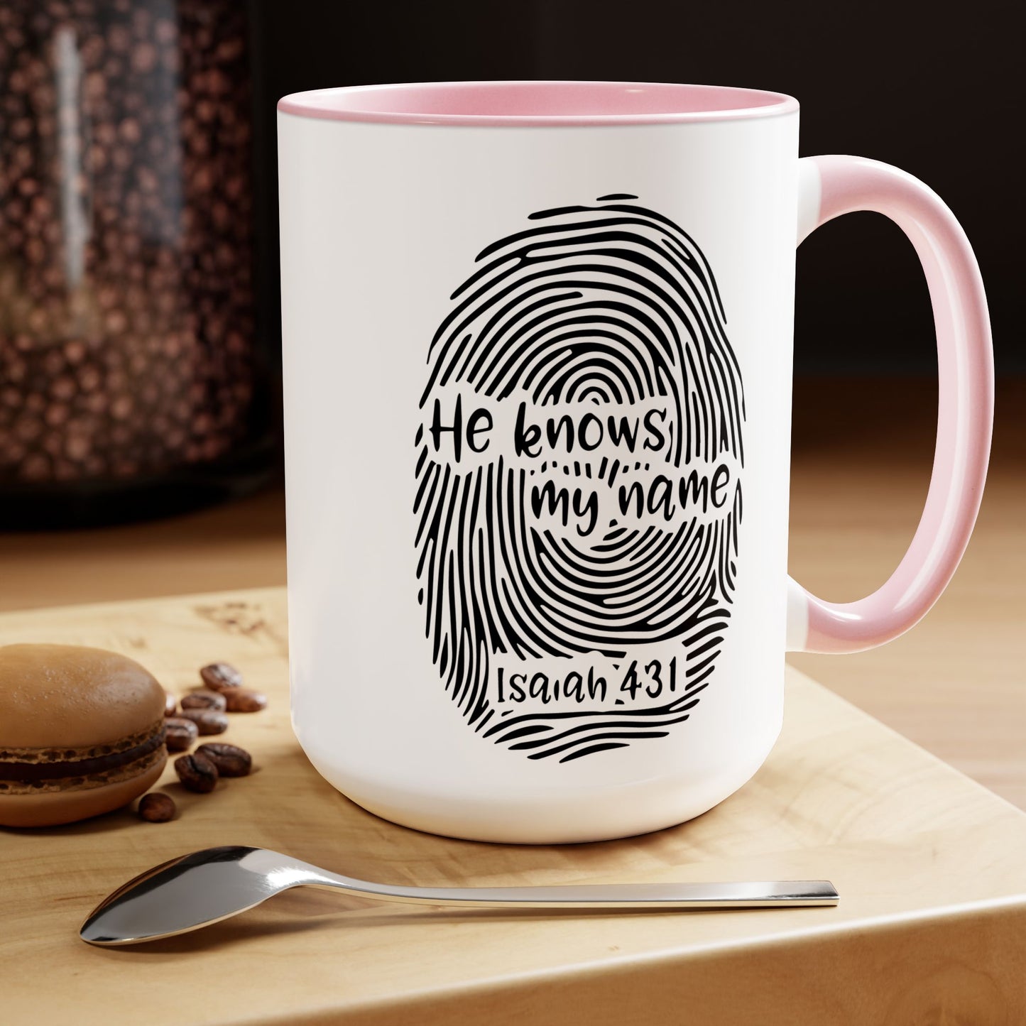 He Knows My Name - Two-Tone Coffee Mugs, 15oz