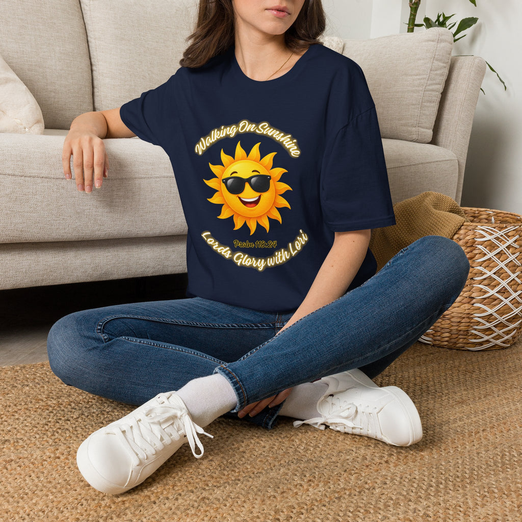 Sunshine Smiles T-Shirt — Sunglasses Sun with Psalm 118:24 Inspirational Tee