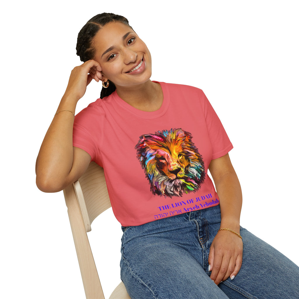 Lion of Judah Colorful Lion T-Shirt — "The Lion of Judah / Aryeh Yehudah" Graphic Tee