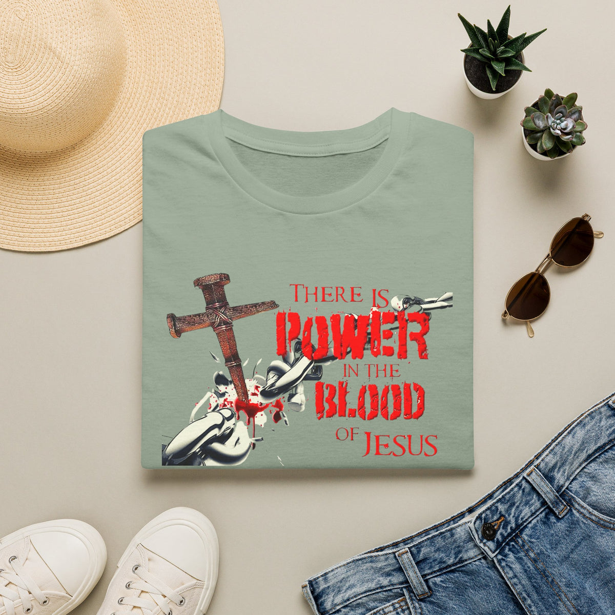 Jesus Blood Cross T-Shirt — "There Is Power In The Blood of Jesus" Christian Tee
