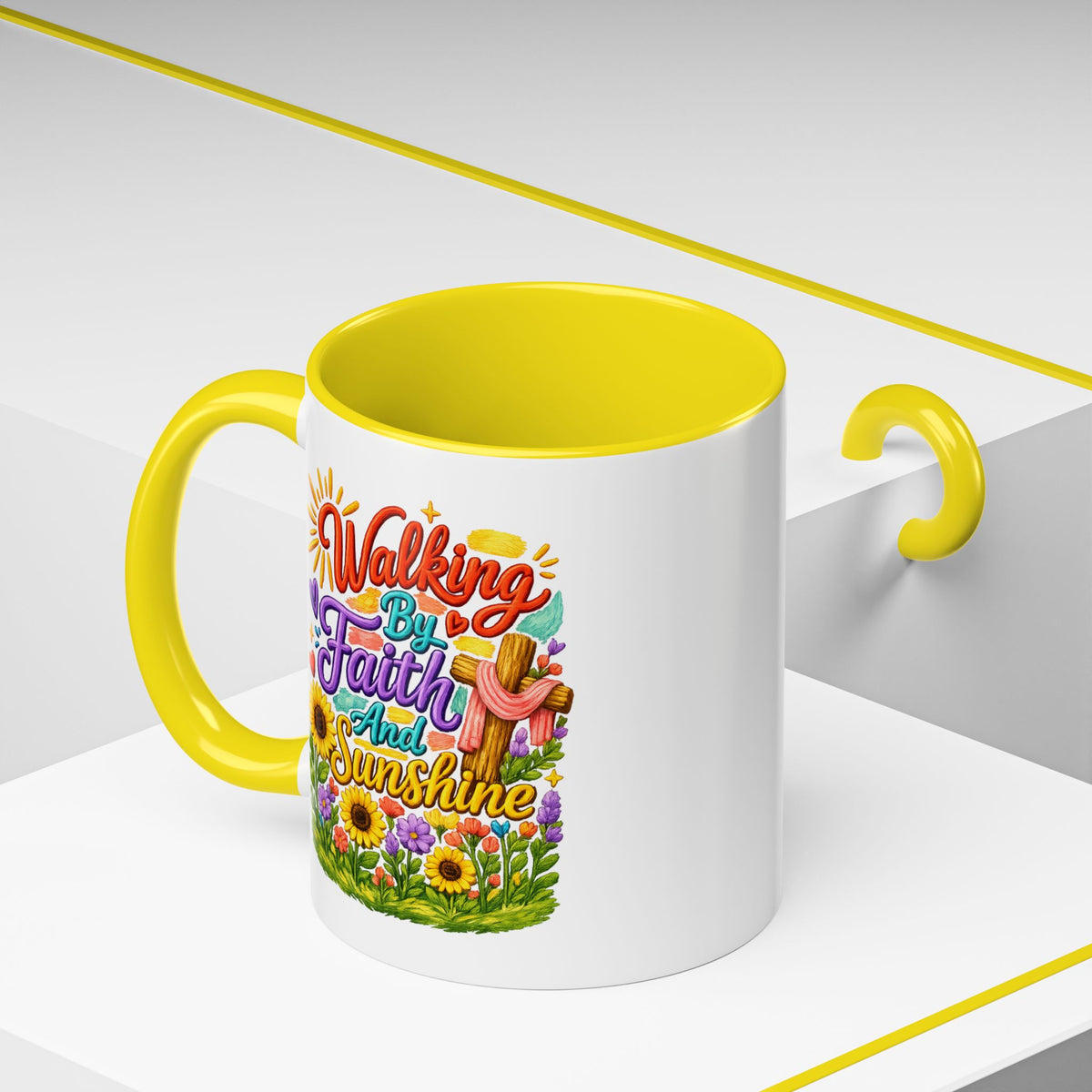 Walking by Faith and Sunshine Inspirational Coffee Mug