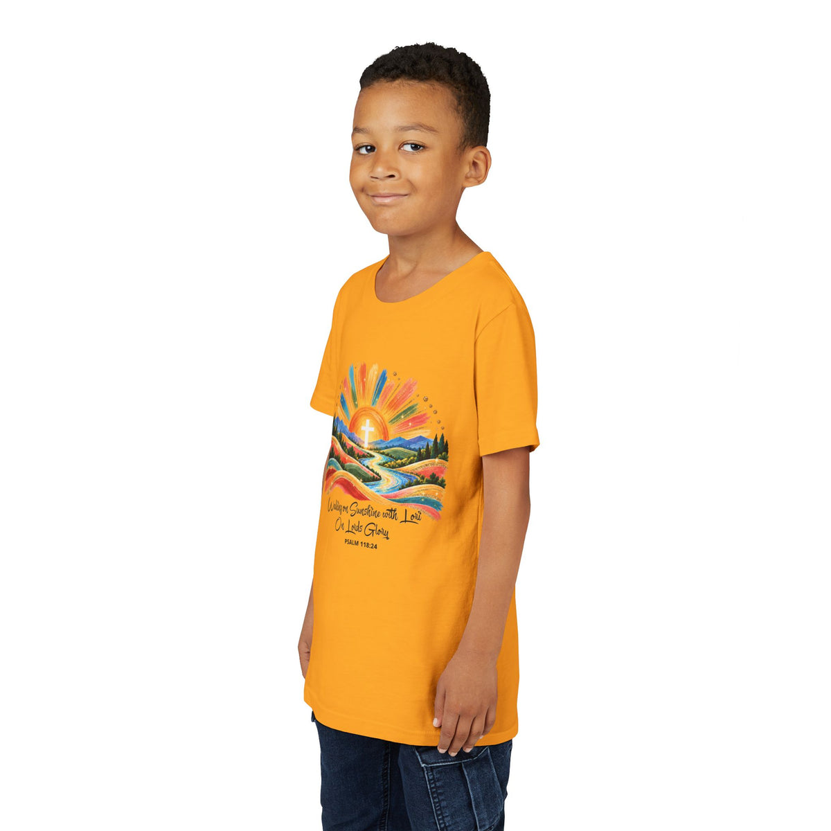Youth Short Sleeve Tee – Walking On Sunshine with Lords Glory Design