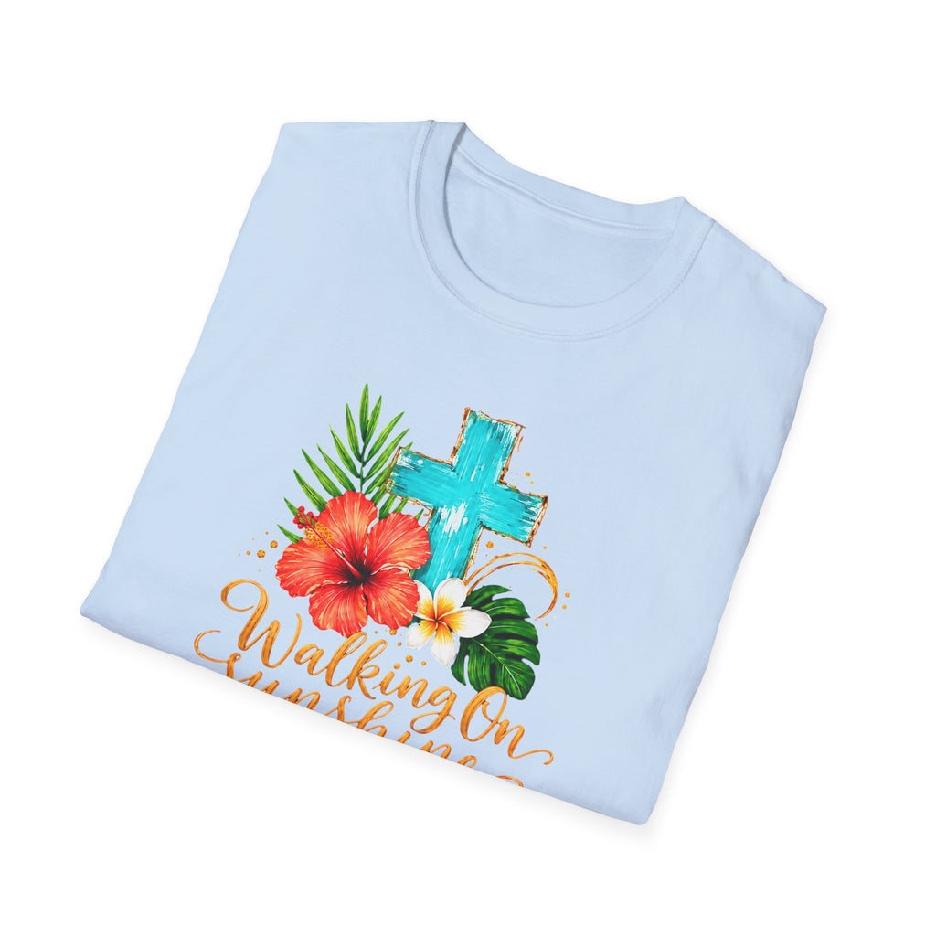 Walking on Sunshine & Jesus Floral Cross T-Shirt