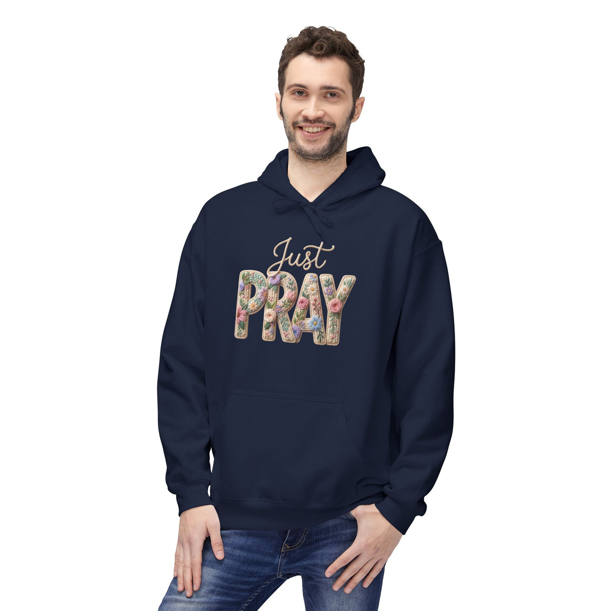 Just Pray floral letters Hoodie | Faith Christian sweatshirt design