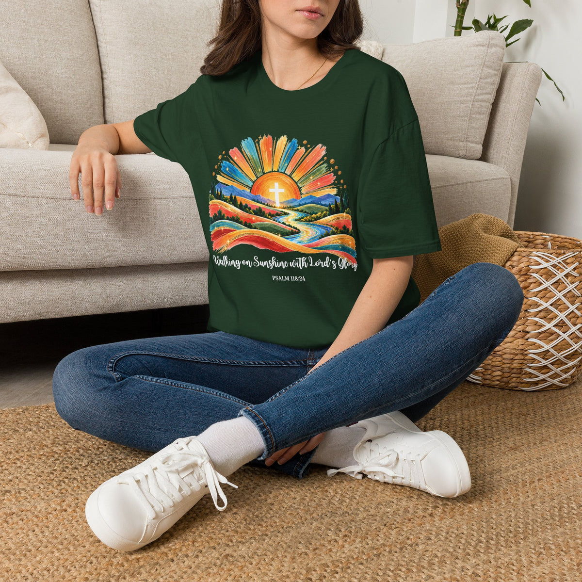 Walking On Sunshine with Lords Glory - with Lori Faith and Hope Christian Sunrise T-Shirt