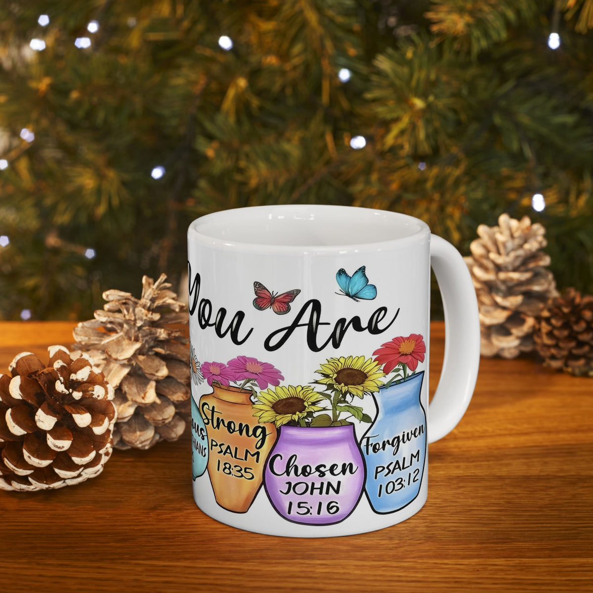 GOD Says You Are - Love Me Floral Bible Verse Ceramic Mug