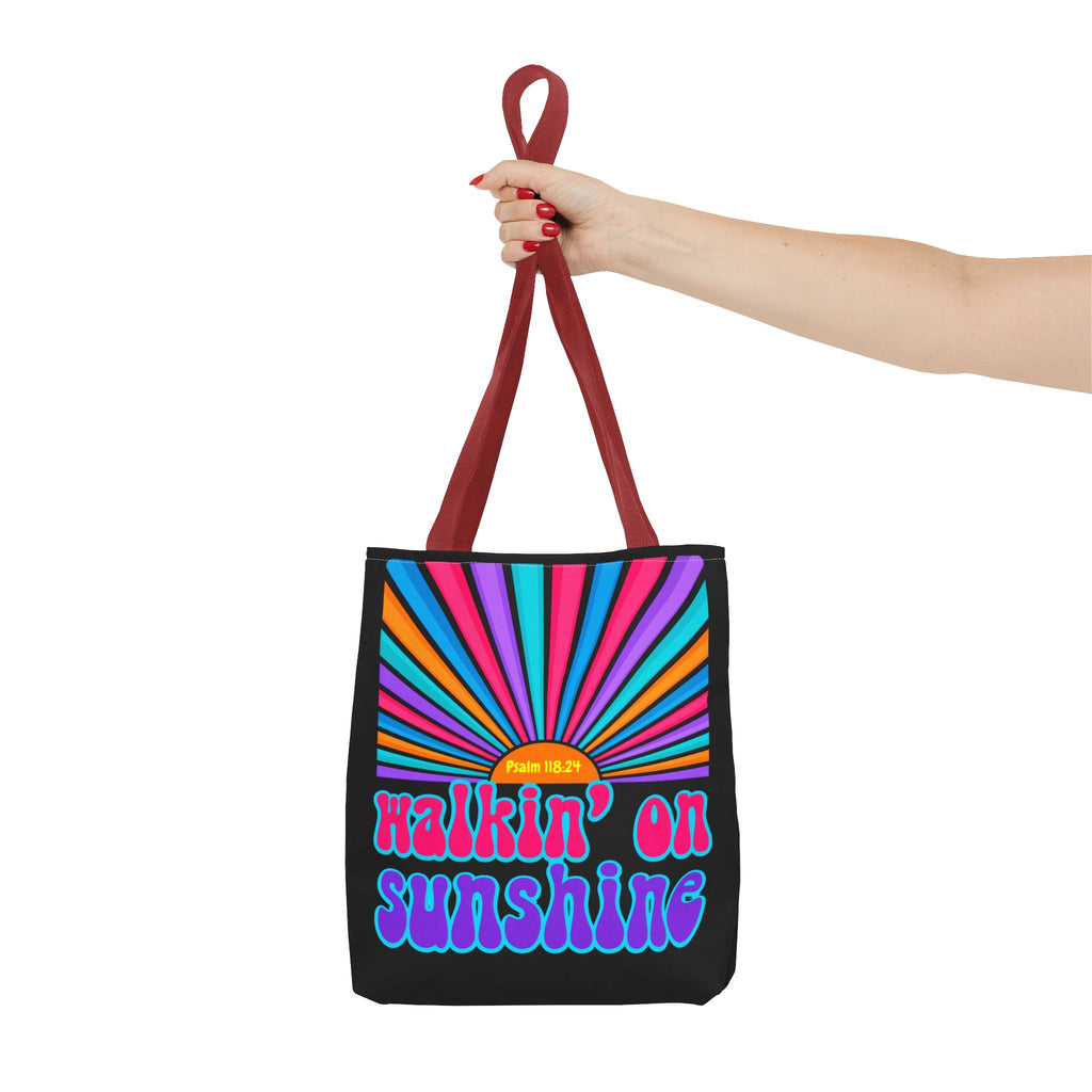 Lords Glory Sunrise Graphic Tote Bag — “Walkin' on Sunshine” Retro Psalm 118:24 Cotton AOP