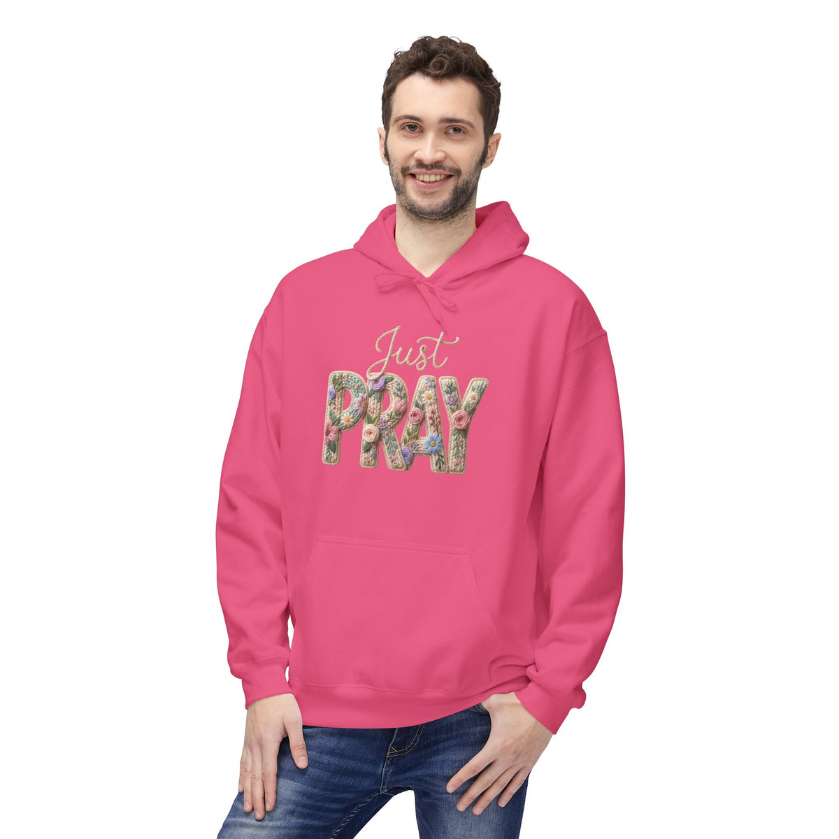 Just Pray floral letters Hoodie | Faith Christian sweatshirt design