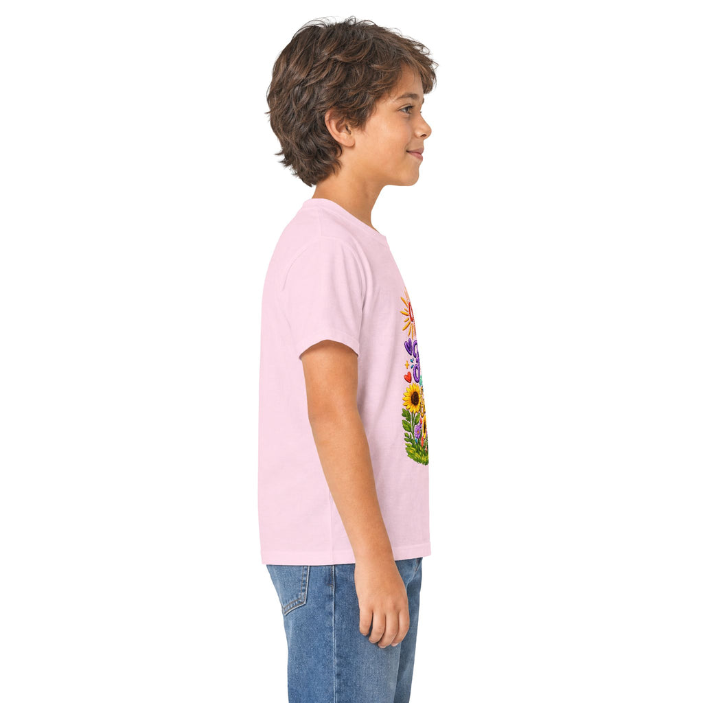 Kids T‑Shirt – "Walking by Faith and Sunshine" Colorful Floral Tee