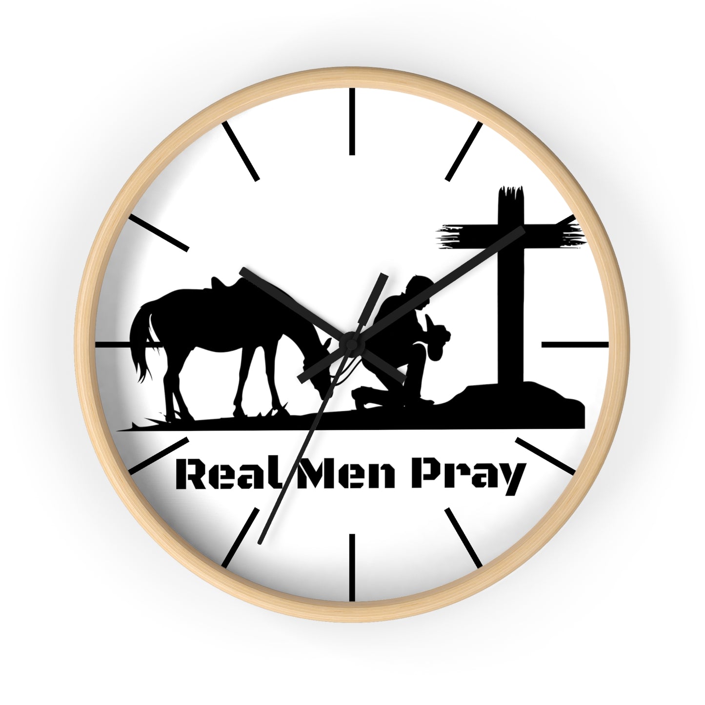 Real Men Pray Cowboys Wall clock