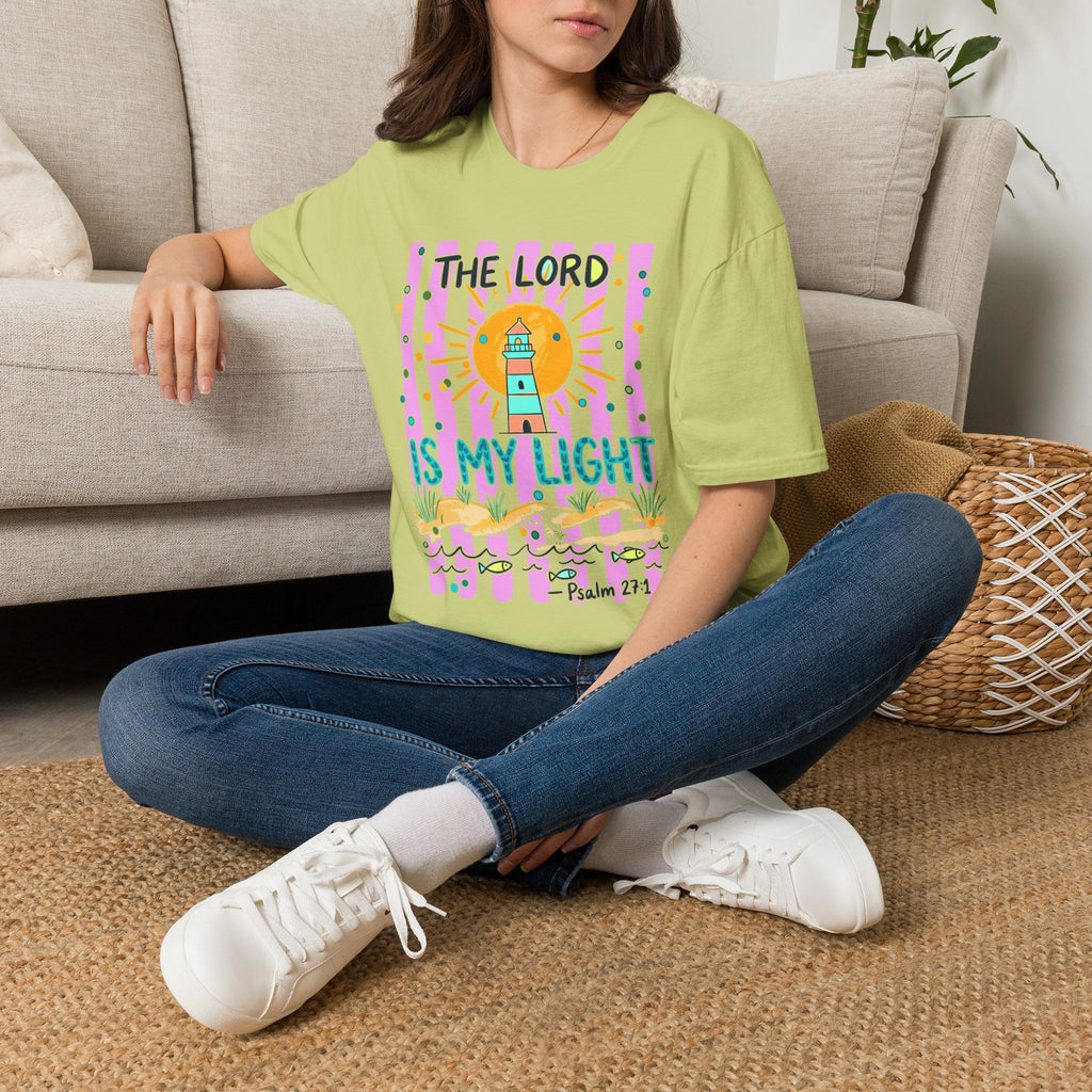 The Lord Is My Light Lighthouse Christian T-Shirt — Psalm 27:1  Inspirational Tee