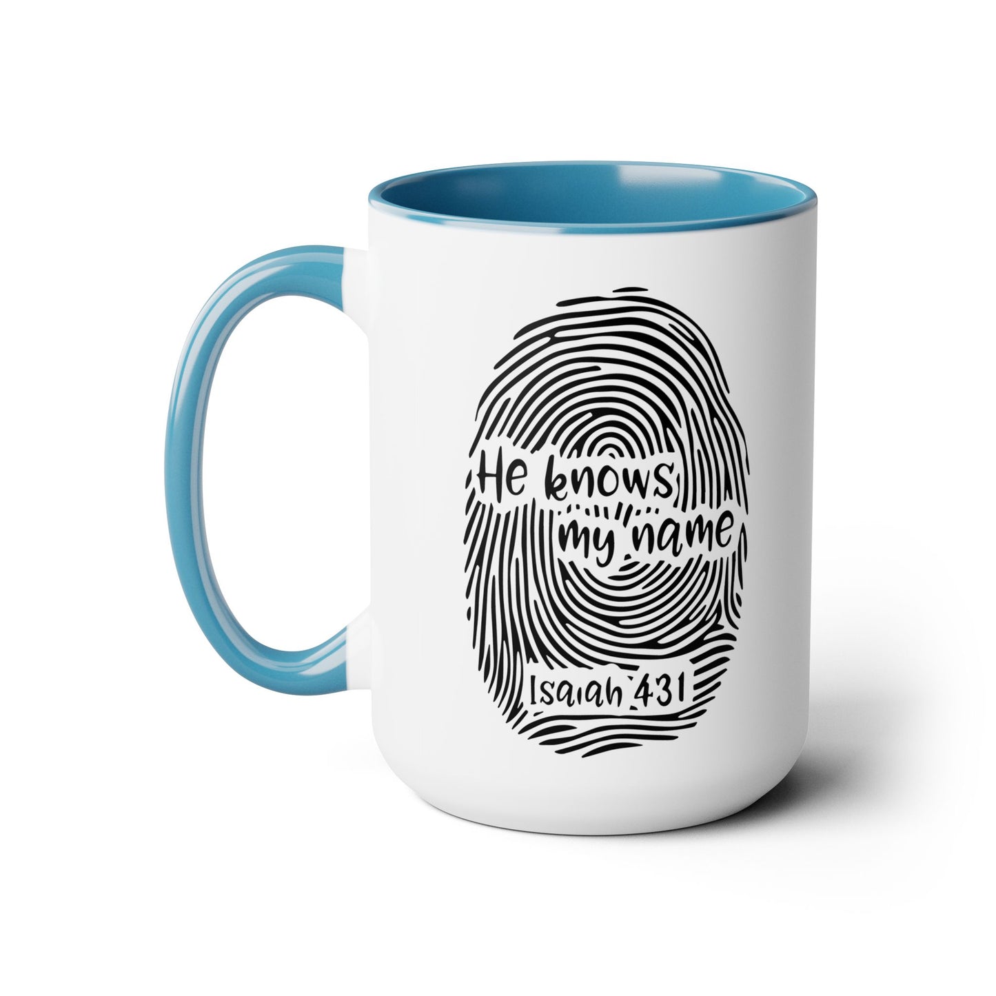 He Knows My Name - Two-Tone Coffee Mugs, 15oz