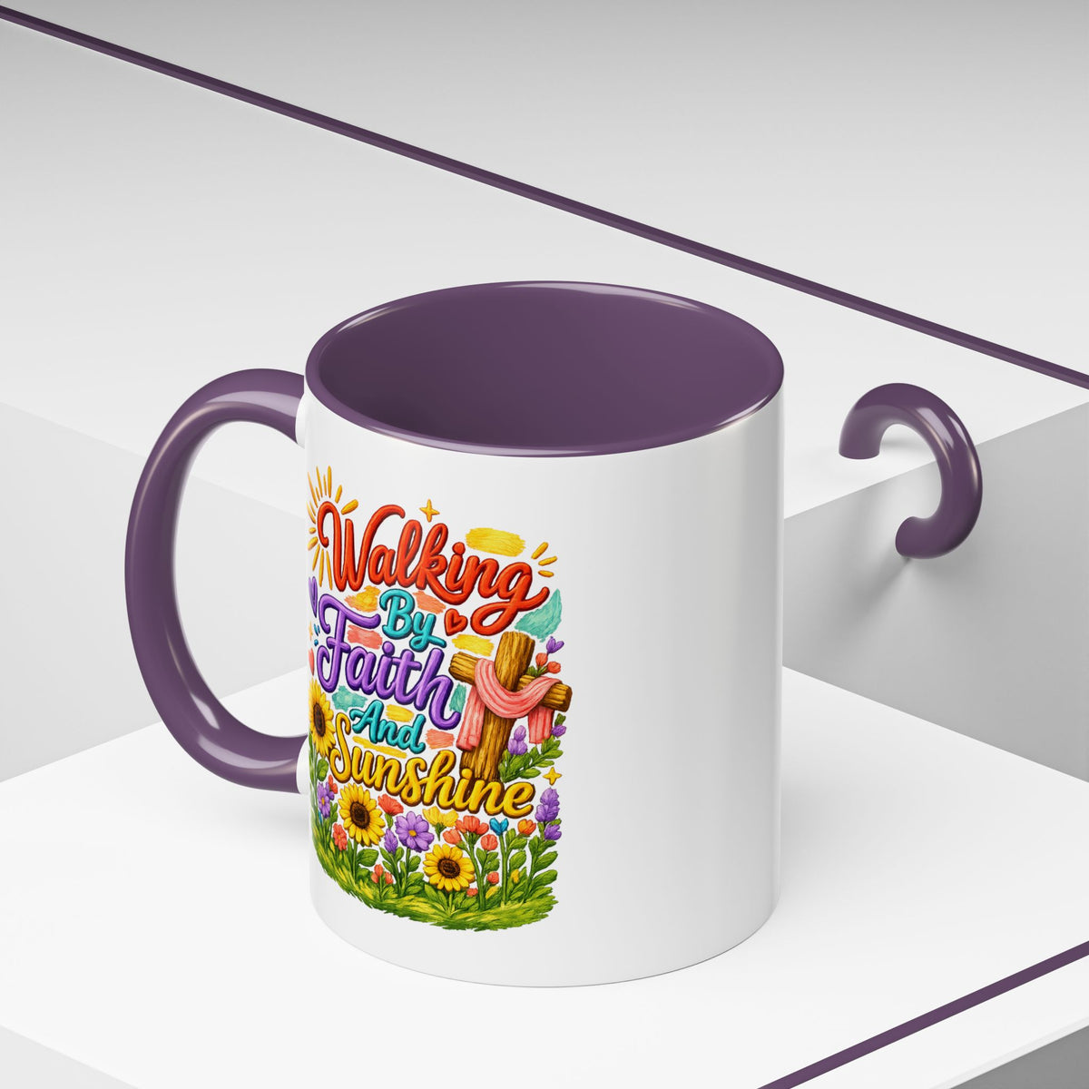 Walking by Faith and Sunshine Inspirational Coffee Mug