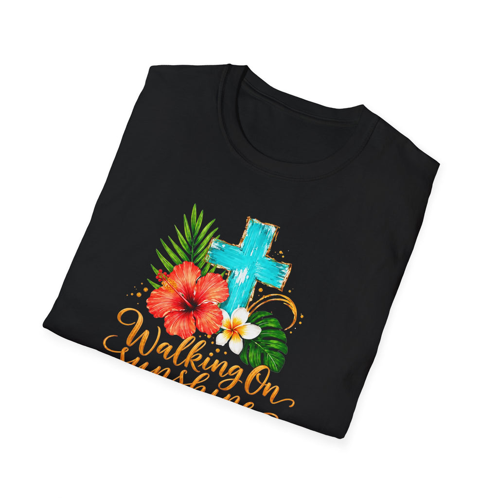 Walking on Sunshine & Jesus Floral Cross T-Shirt