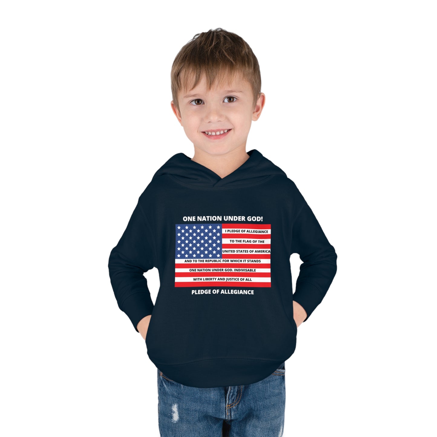 One Nation Under GOD Pledge of Allegiance Toddler Pullover Fleece Hoodie