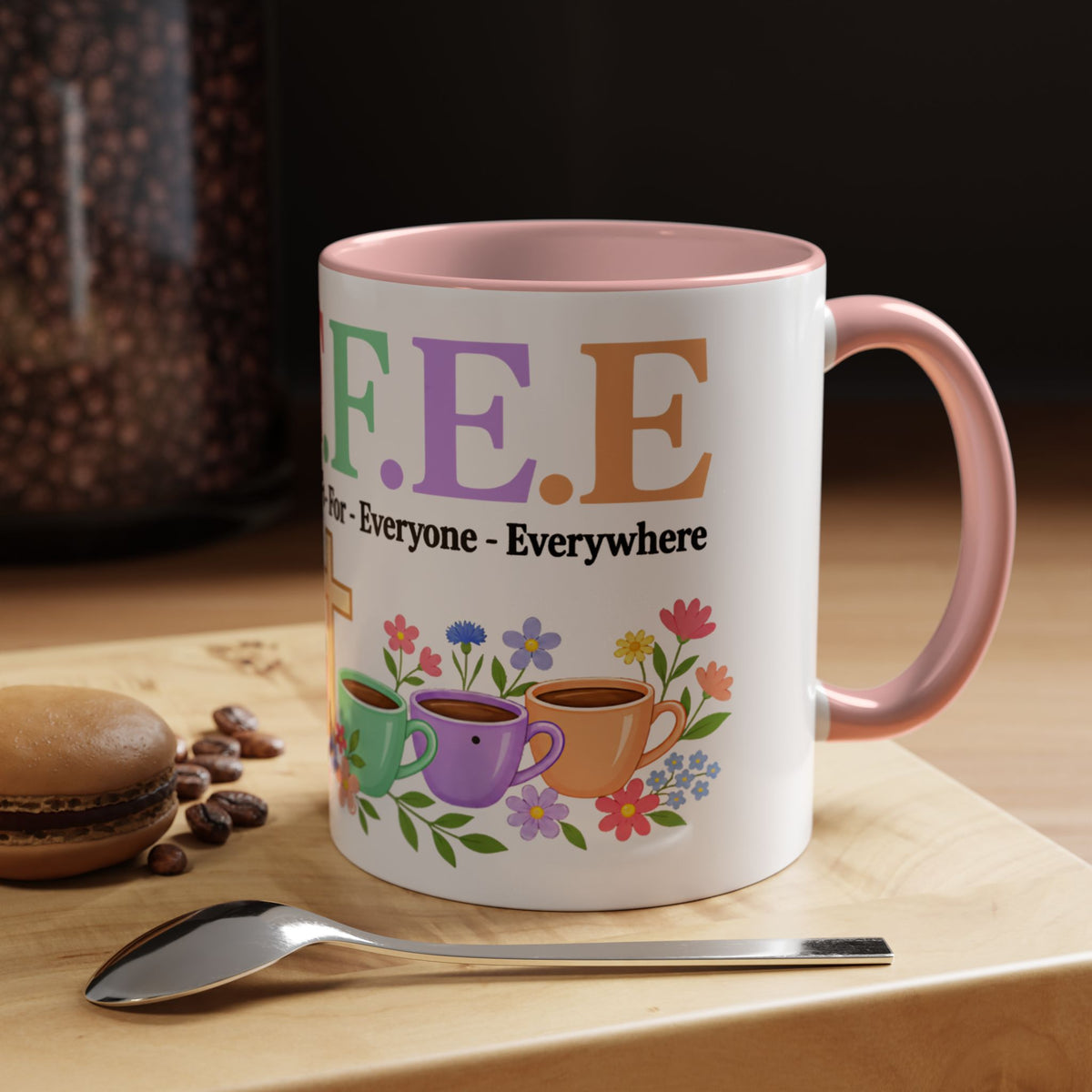Coffee Lover Floral Graphic - C.o.f.f.e.e. (Christ - Offers - Forgiveness - For Everyone - Everywhere)  Accent Coffee Mug (11, 15oz)