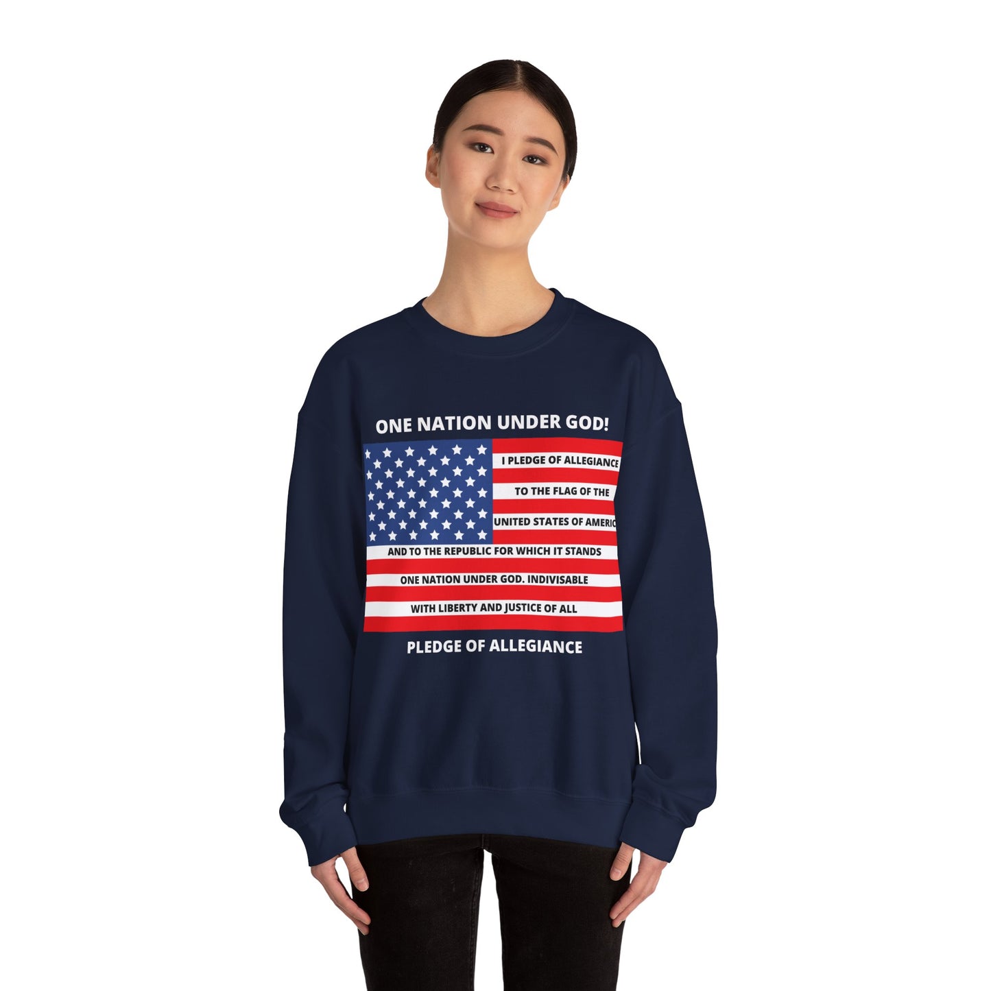 Pledge of Allegiance One Nation under GOD! Unisex Heavy Blend Crewneck Sweatshirt