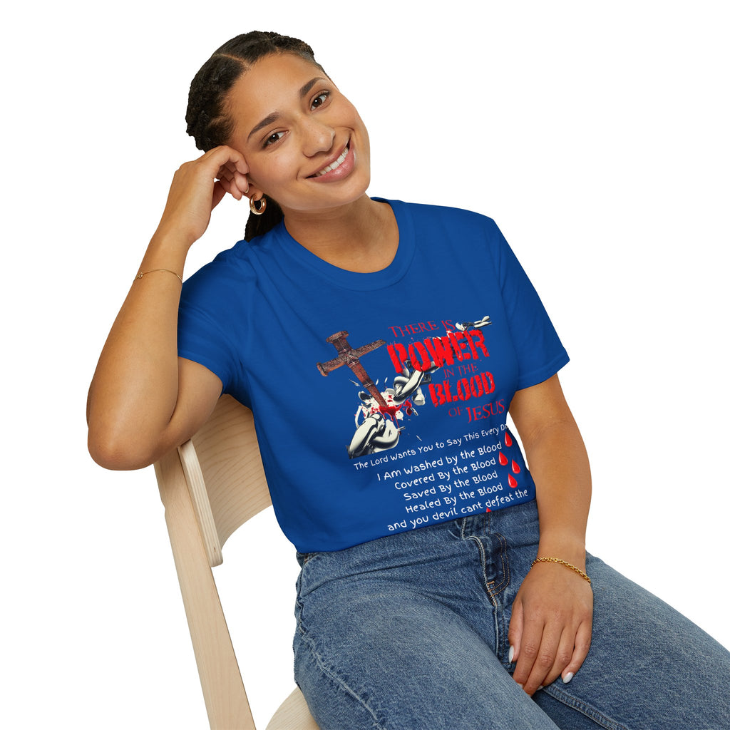 There's Power in the Blood of Jesus T-Shirt — Christian Cross Faith Shirt (Washed by the Blood)