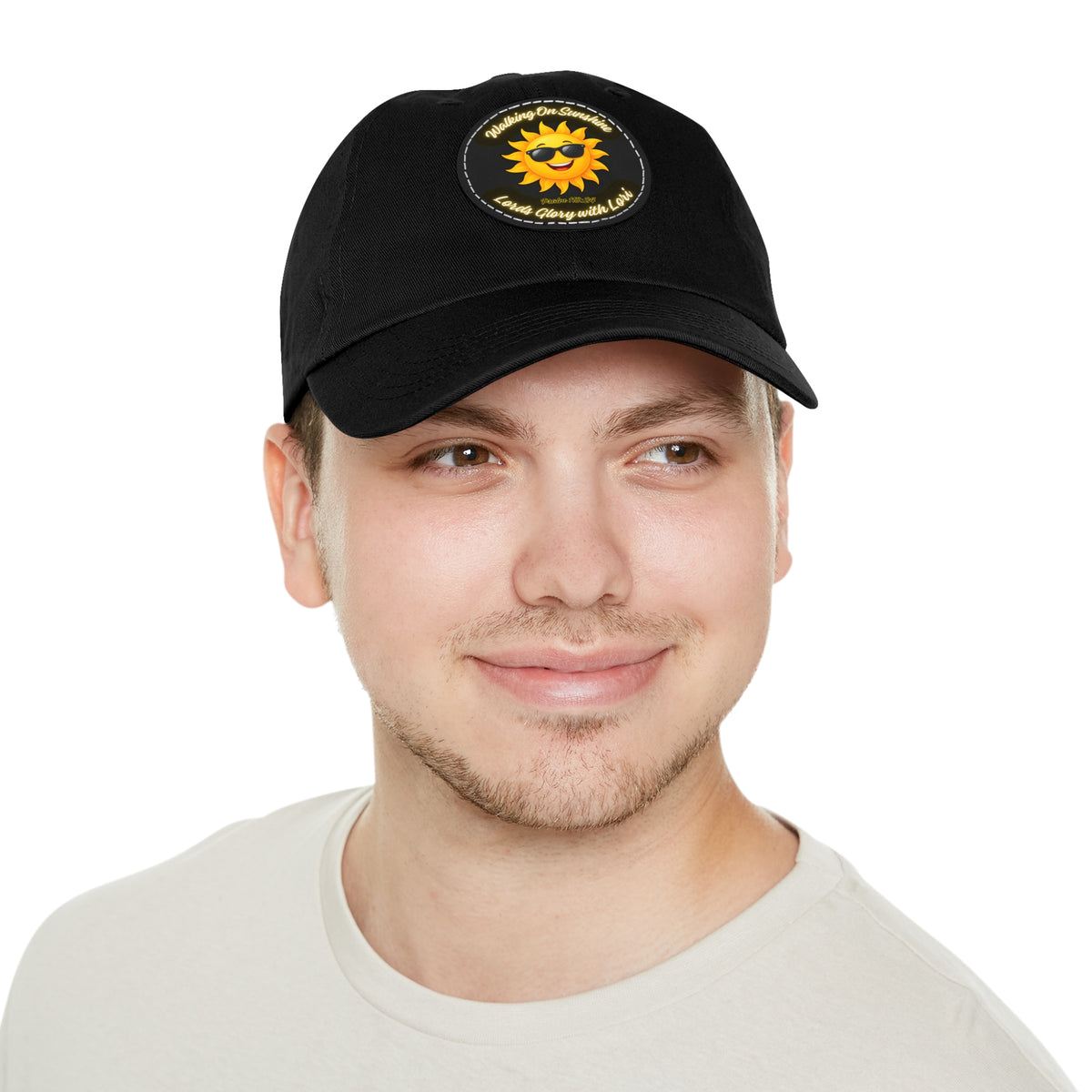 Sunshine Smiles Dad Hat — Round Leather Patch ‘Always Brighter’